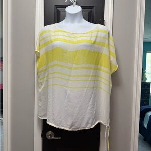Lane Collection by Lane Bryant Yellow and White Striped Women's Top
